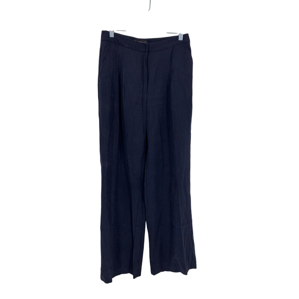 Something Navy Wide Leg Dress Pants Womens Size 6 Pleated Front Navy Blue